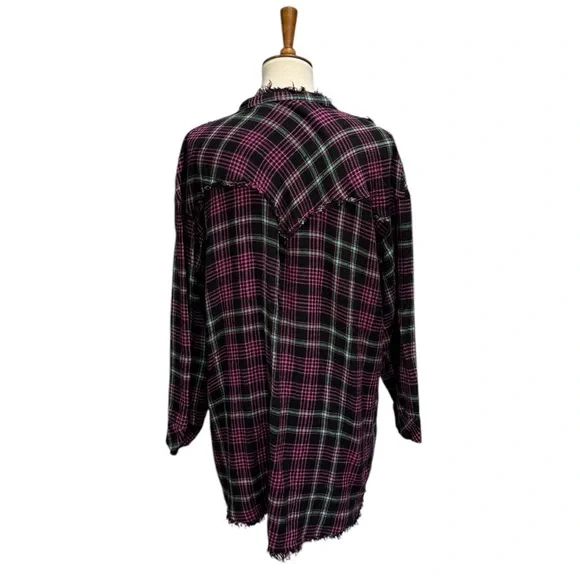 Intimately by Free People Pink, Green and Black Plaid Top #13 - Picture 2 of 4